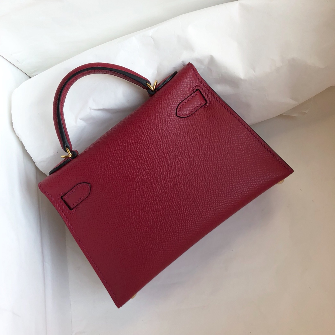 Hermes Kelly Mini II Bag 19CM In Burgundy Epsom Leather